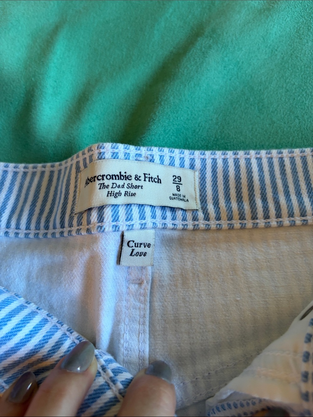 Abercrombie and fitch the dad short high rise blue white stripe size 8 curvelove - Picture 2 of 5